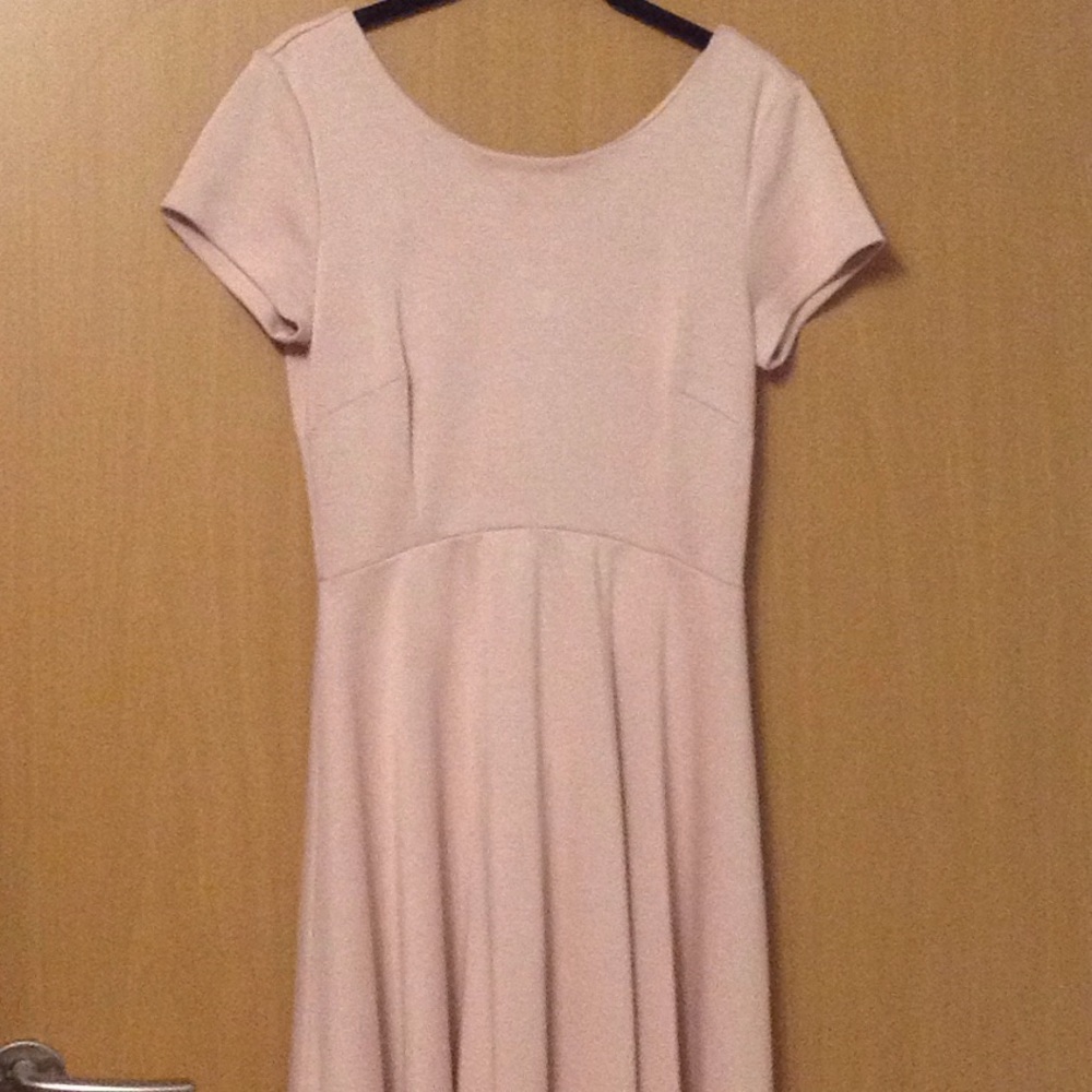 Pink High-Low Short Sleeve Dress